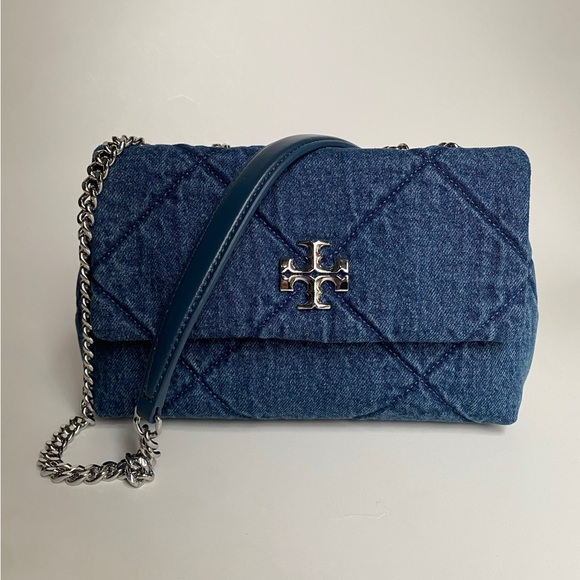 Tory Burch Handbags - Tory Burch Quilted Denim Chain Shoulder Bag in Blue NEW